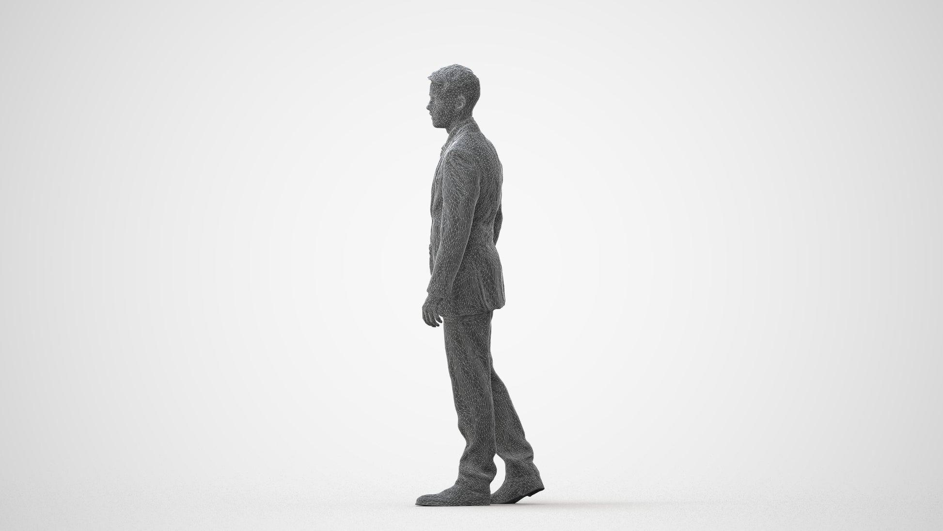 3D human model man business standing, photogrammetry scanned person for archviz, square thumbnail