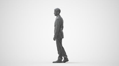 3D human model man business standing, photogrammetry scanned person for archviz, square thumbnail