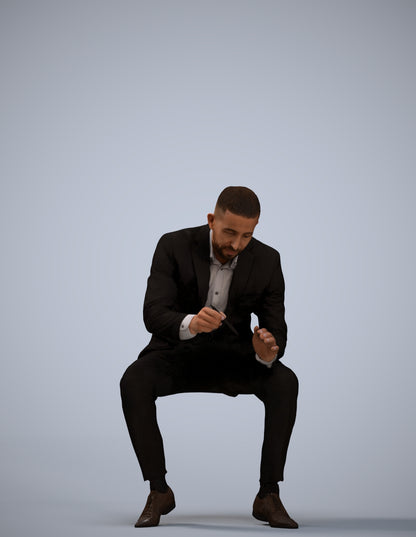 scanned 3D man business, photogrammetry people for Enscape and V-Ray