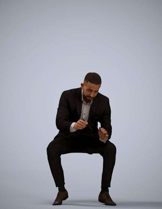 scanned 3D man business, photogrammetry people for Enscape and V-Ray