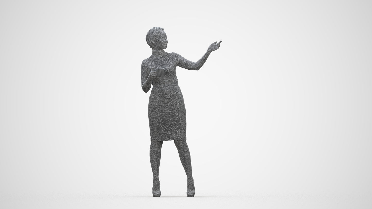 photogrammetry 3D woman business, realistic human model archviz FBX, wireframe back view