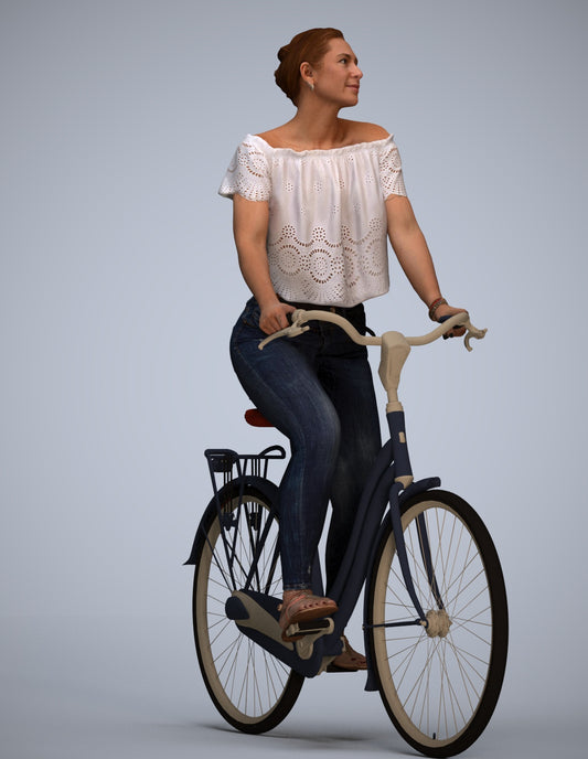 3D people model woman casual cycling, scanned human for 3ds Max rendering