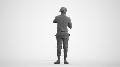 3D people model man casual standing, scanned human for 3ds Max rendering, wireframe front view