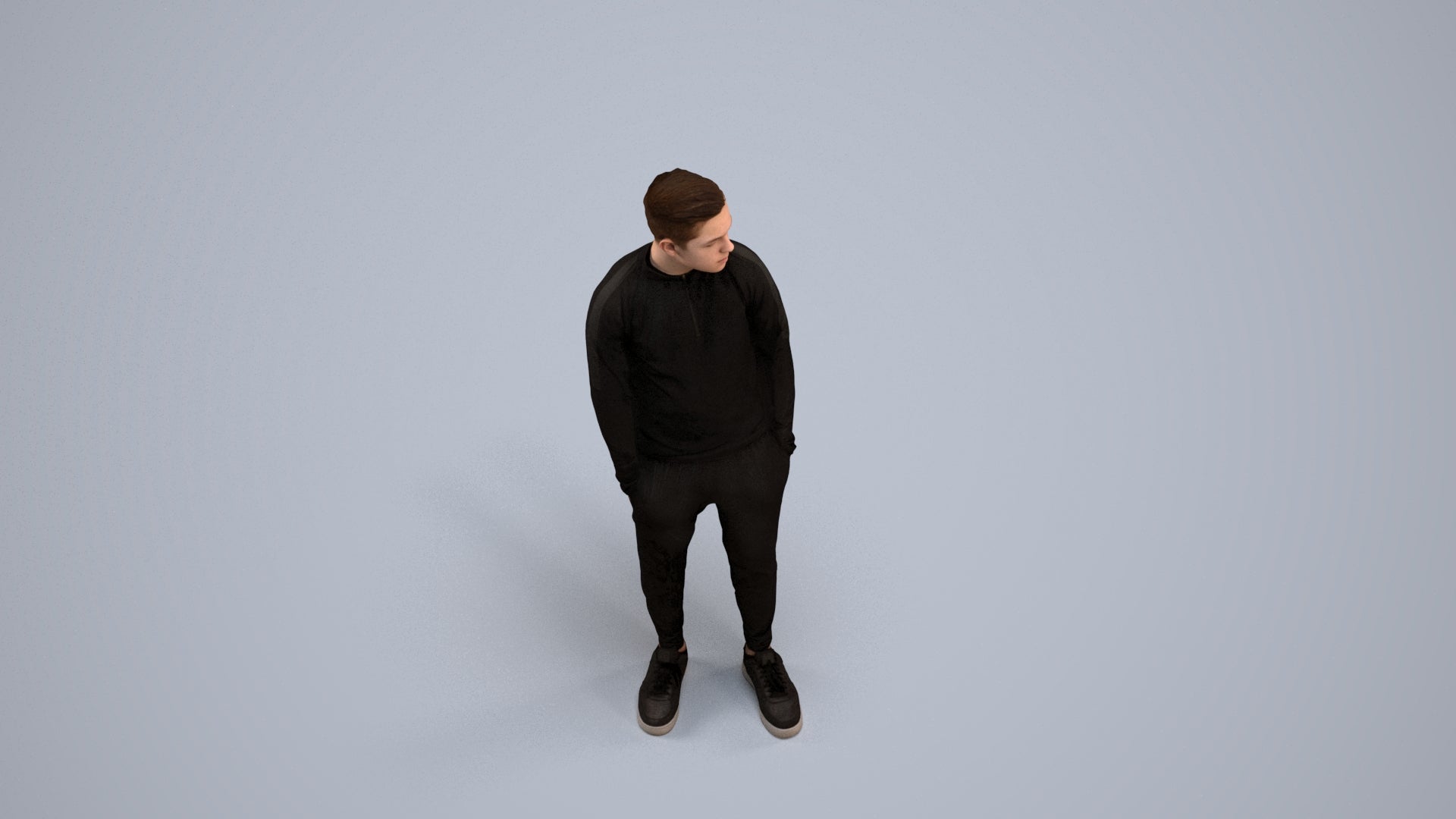 3D scanned boy kids casual, photorealistic archviz people for Enscape and SketchUp, back view render