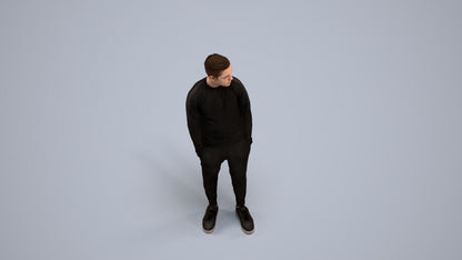 3D scanned boy kids casual, photorealistic archviz people for Enscape and SketchUp, back view render
