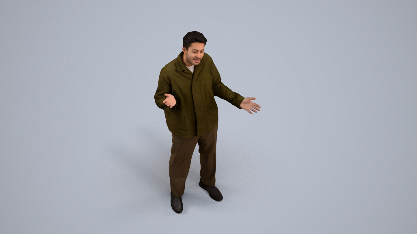 realistic 3D man casual standing, scanned archviz people for Blender and 3ds Max, back view render