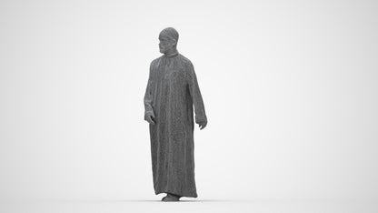 3D people model man walking, scanned human for 3ds Max rendering, wireframe back view