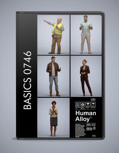 5x realistic 3D people standing pack, scanned archviz collection for Blender and 3ds Max