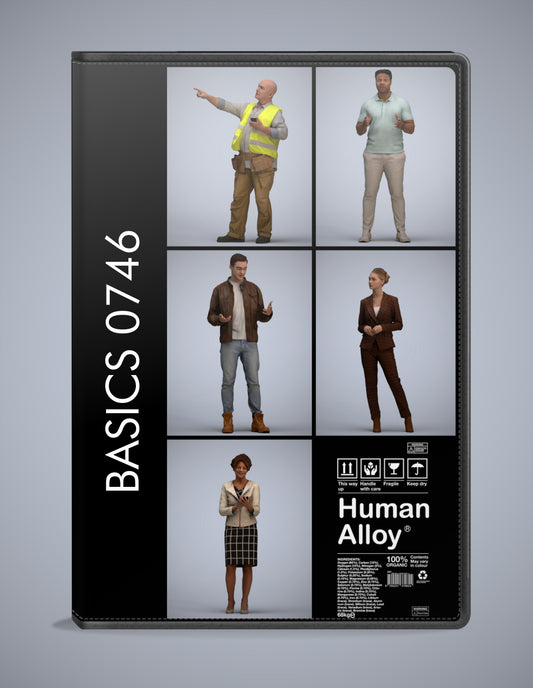 5x realistic 3D people standing pack, scanned archviz collection for Blender and 3ds Max