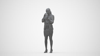 realistic 3D human woman business, archviz people FBX OBJ for Blender, wireframe back view