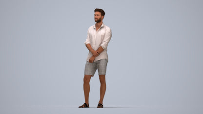 3D scanned man standing casual, photorealistic archviz people for Enscape and SketchUp, top-down view render