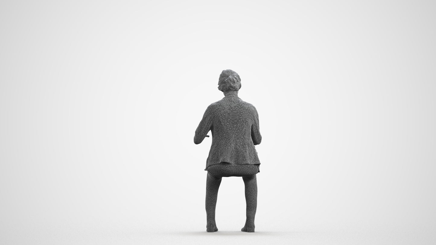 realistic 3D woman business, scanned archviz people for Blender and 3ds Max, wireframe front view