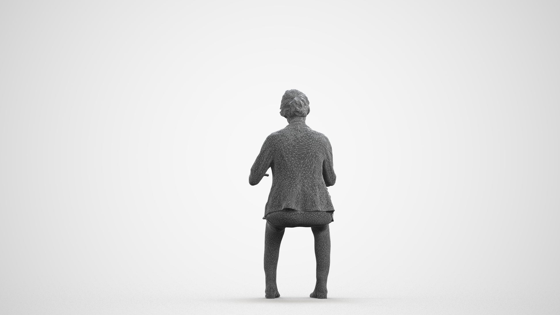 realistic 3D woman business, scanned archviz people for Blender and 3ds Max, wireframe front view