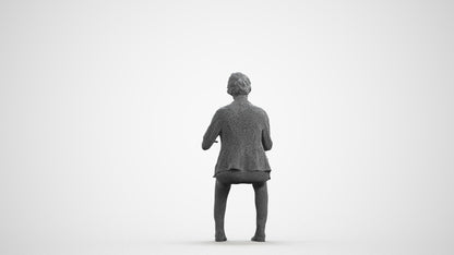 realistic 3D woman business, scanned archviz people for Blender and 3ds Max, wireframe front view