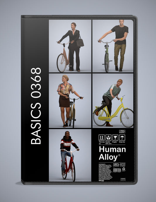 scanned 3D people cycling collection, 5 photogrammetry models for Enscape and V-Ray