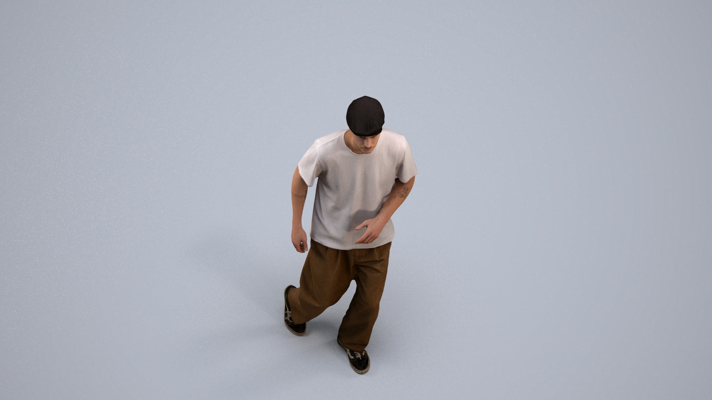 realistic 3D people man casual walking, render-ready for V-Ray and Corona, FBX OBJ, back view render