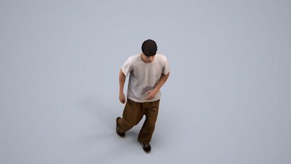 realistic 3D people man casual walking, render-ready for V-Ray and Corona, FBX OBJ, back view render