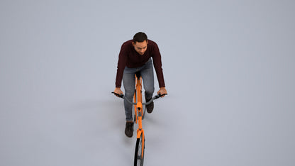 realistic 3D man casual cycling, scanned archviz people for Blender and 3ds Max, back view render
