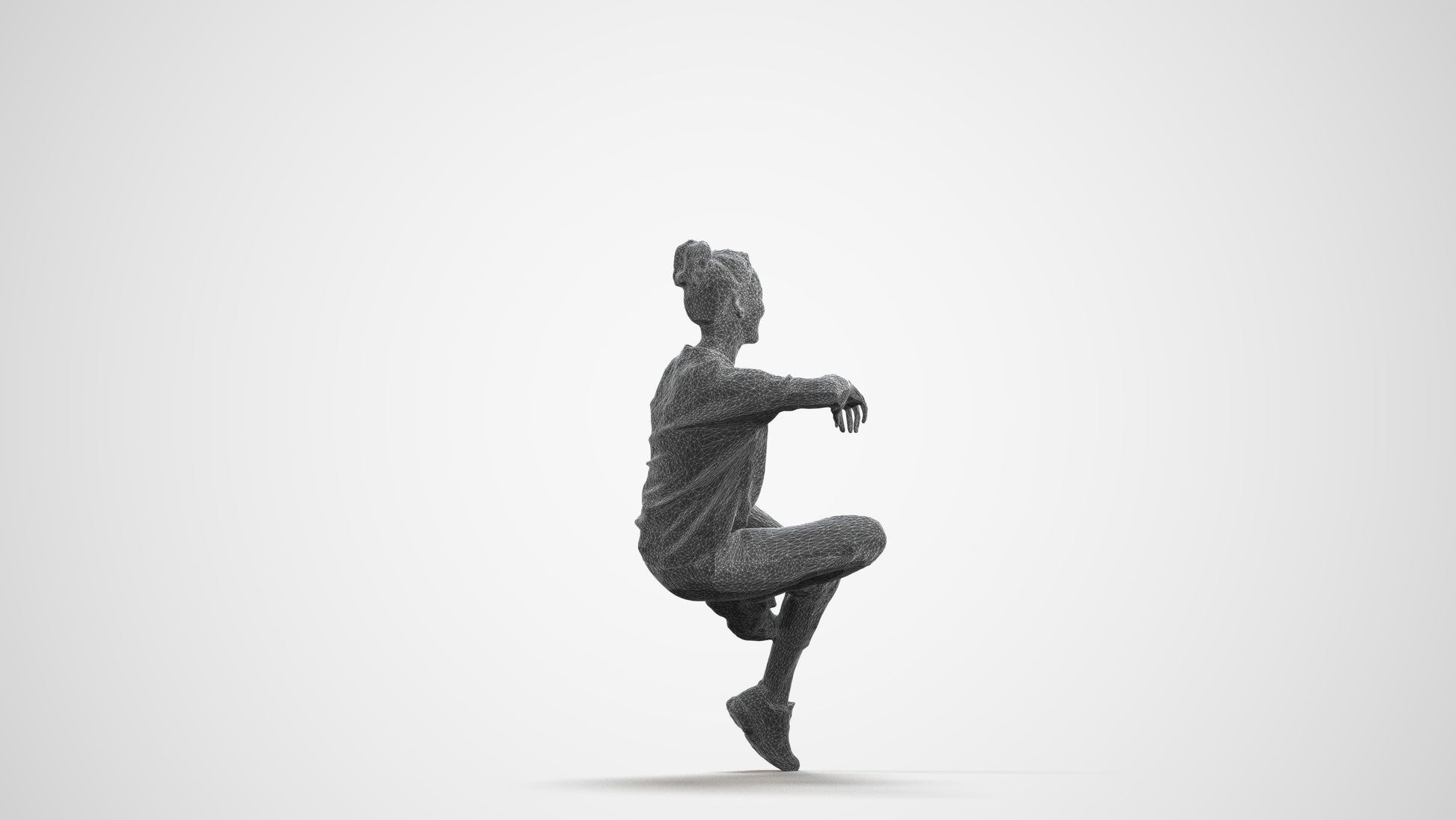 3D scanned woman sitting casual, photorealistic archviz people for Enscape and SketchUp, wireframe front view