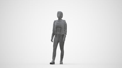 realistic 3D people woman sport, render-ready for V-Ray and Corona, FBX OBJ, wireframe back view