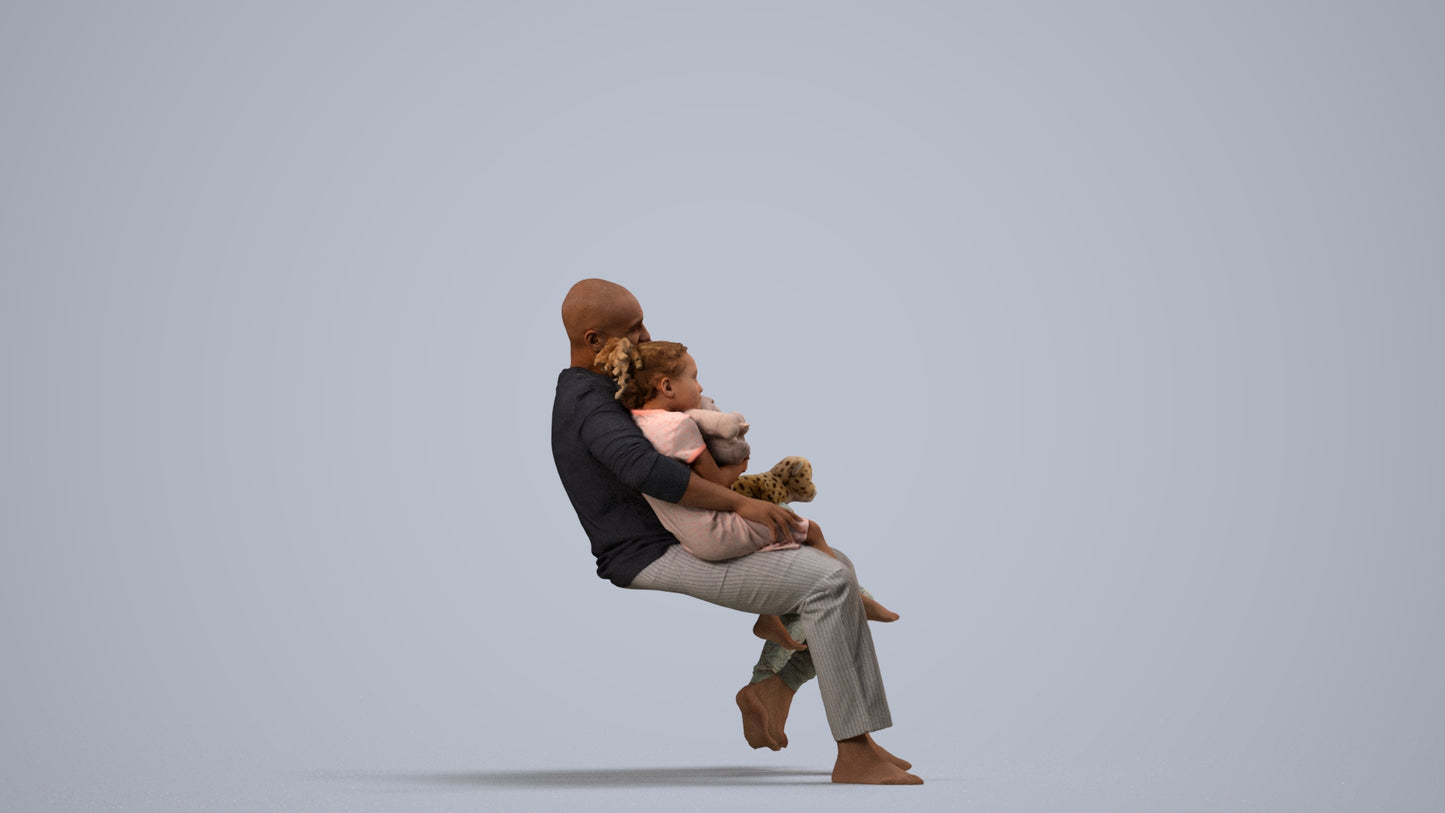 realistic 3D people girl kids, render-ready for V-Ray and Corona, FBX OBJ, side view render