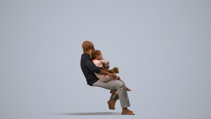 realistic 3D people girl kids, render-ready for V-Ray and Corona, FBX OBJ, side view render