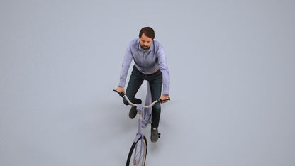3D scanned man cycling business, photorealistic archviz people for Enscape and SketchUp, back view render