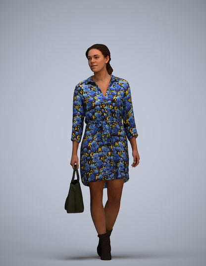 realistic 3D people woman casual standing, render-ready for V-Ray and Corona, FBX OBJ