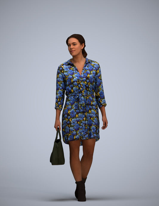 realistic 3D people woman casual standing, render-ready for V-Ray and Corona, FBX OBJ