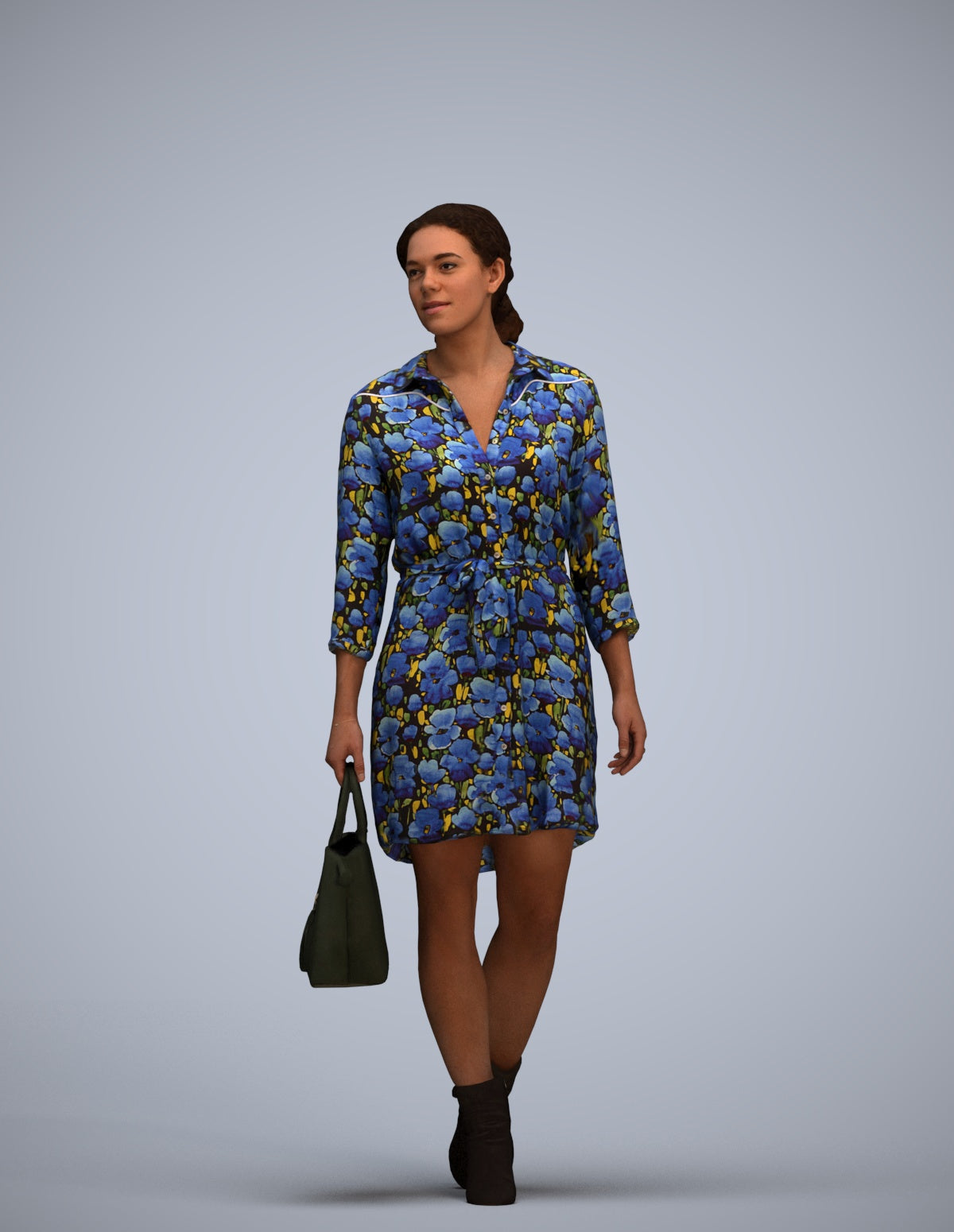realistic 3D people woman casual standing, render-ready for V-Ray and Corona, FBX OBJ