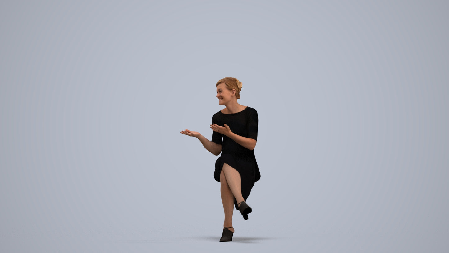 photogrammetry 3D woman business sitting, realistic human model archviz FBX, standing pose render