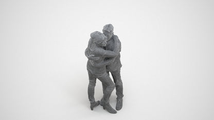scanned 3D senior woman casual couple, photogrammetry people for Enscape and V-Ray, wireframe three-quarter view