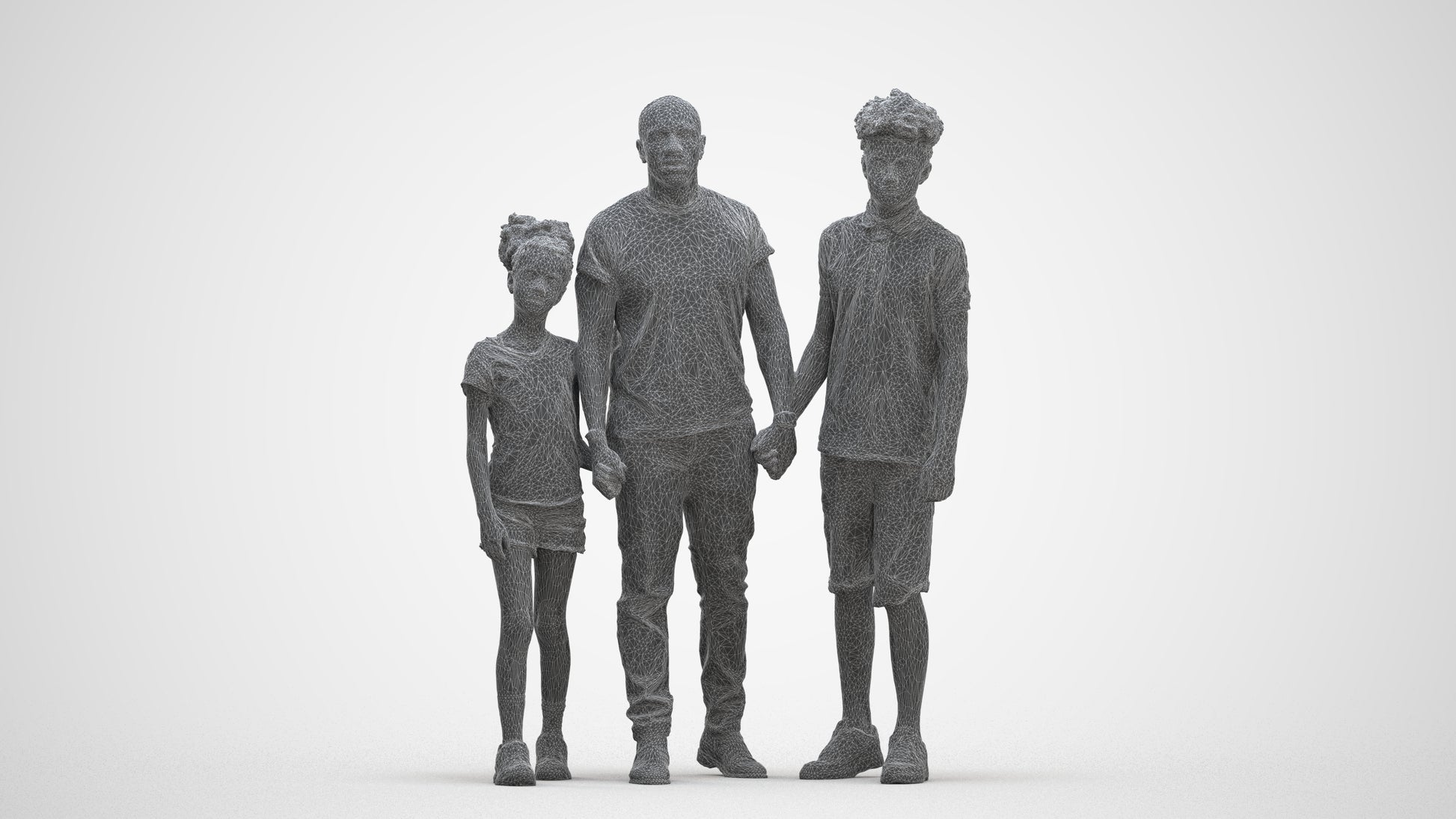 realistic 3D human girl casual kids, archviz people FBX OBJ for Blender, three-quarter front view render