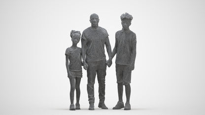realistic 3D human girl casual kids, archviz people FBX OBJ for Blender, three-quarter front view render
