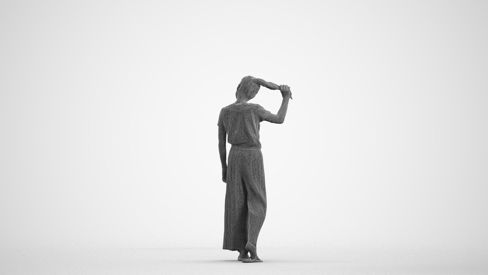 scanned 3D woman casual kids, photogrammetry people for Enscape and V-Ray, wireframe front view