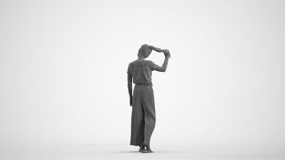 scanned 3D woman casual kids, photogrammetry people for Enscape and V-Ray, wireframe front view