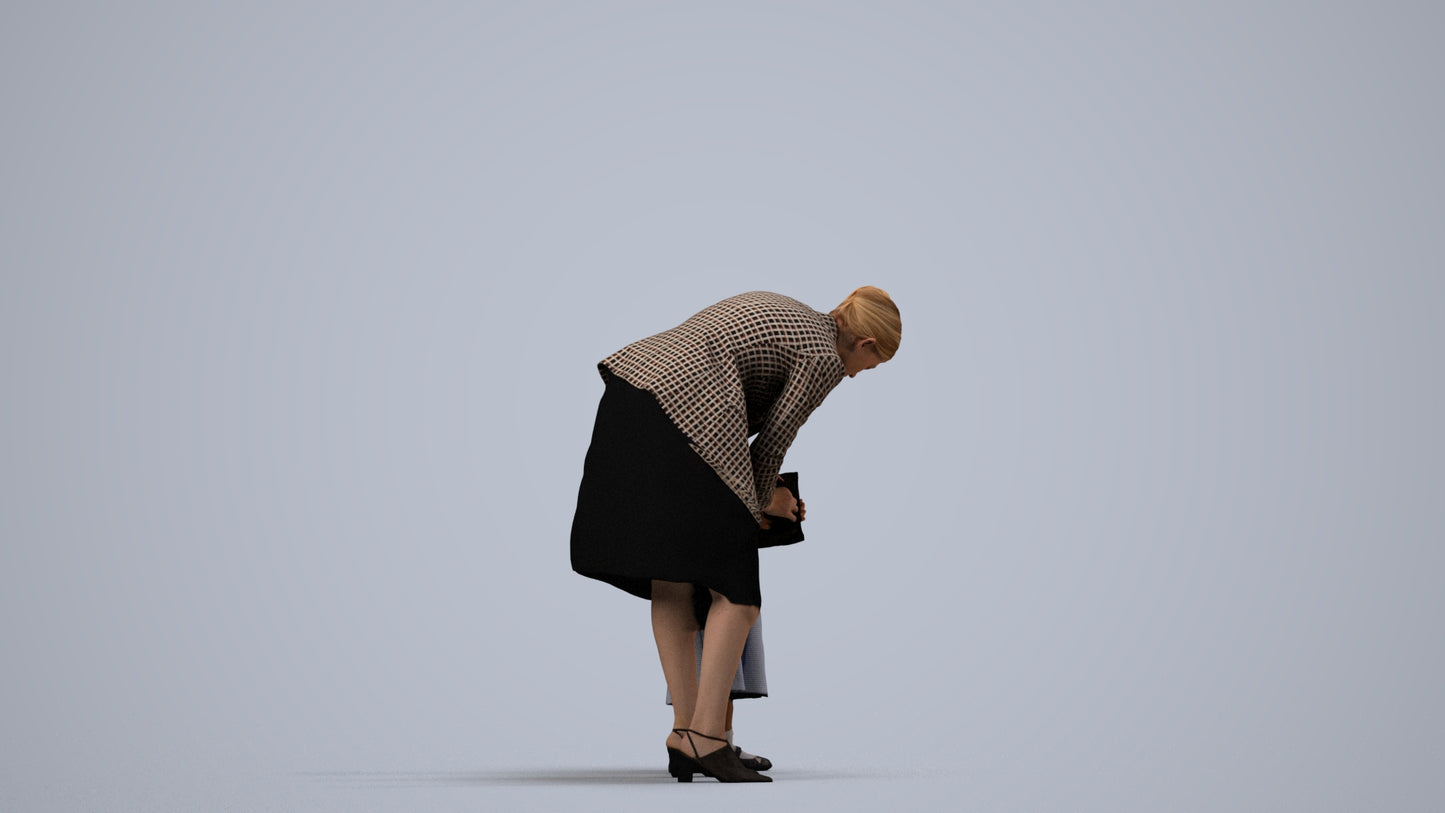 3D human model girl casual kids, photogrammetry scanned person for archviz, side view render