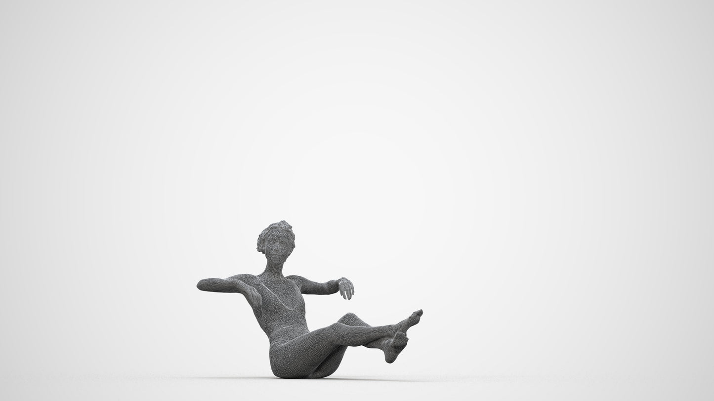 realistic 3D human woman pool, archviz people FBX OBJ for Blender, wireframe back view