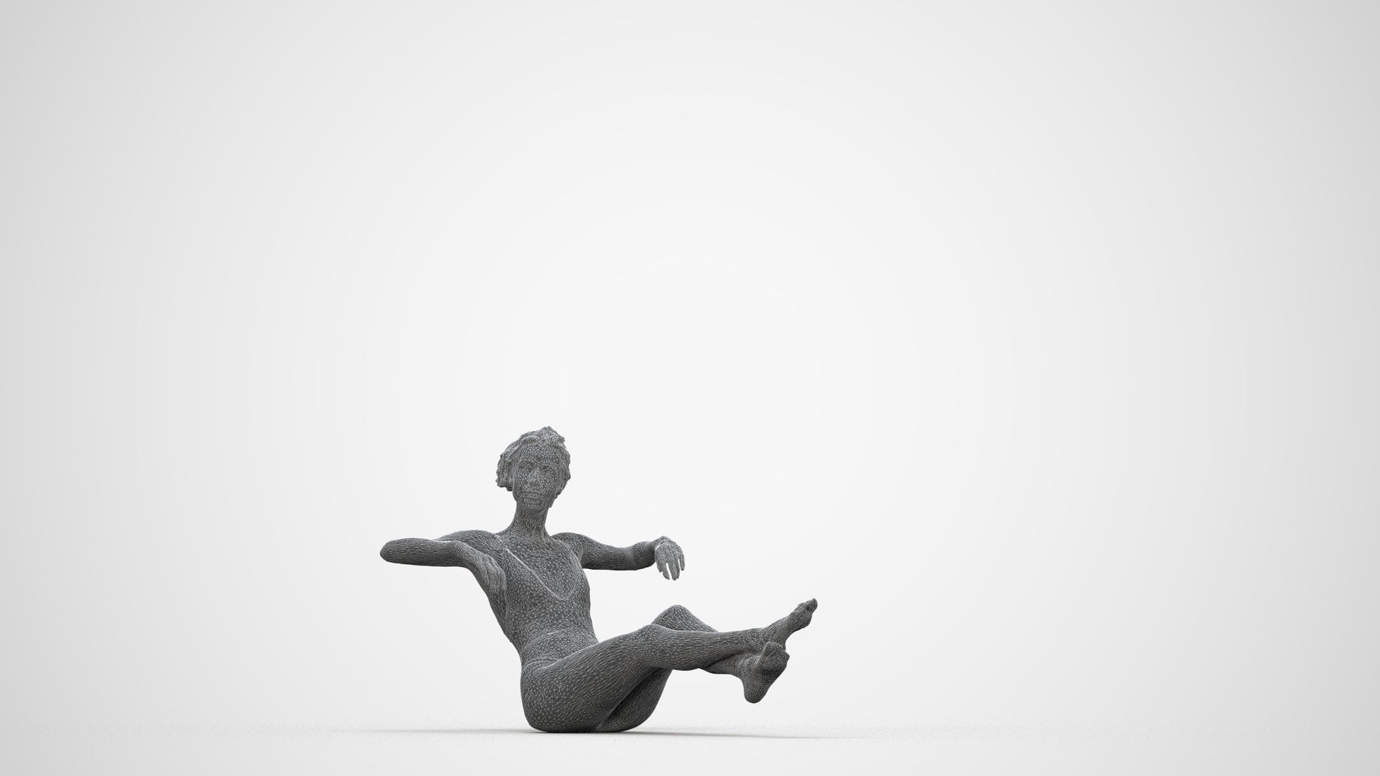 realistic 3D human woman pool, archviz people FBX OBJ for Blender, wireframe back view