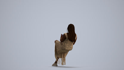 realistic 3D human woman casual sitting, archviz people FBX OBJ for Blender, front view render