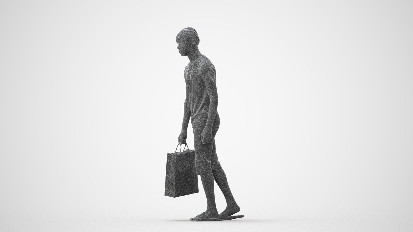3D scanned boy shopping casual, photorealistic archviz people for Enscape and SketchUp, square thumbnail
