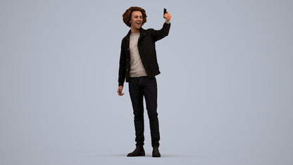 3D people model man casual standing, scanned human for 3ds Max rendering, standing pose render