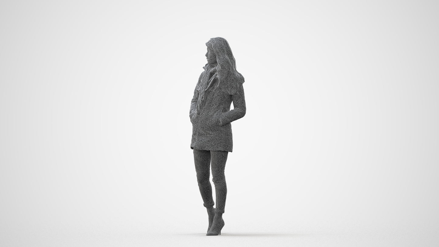 3D people model woman casual walking, scanned human for 3ds Max rendering, square thumbnail