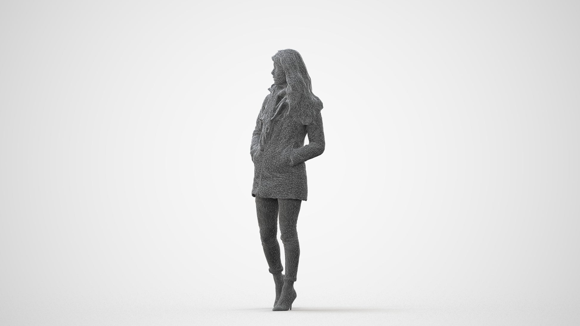 3D people model woman casual walking, scanned human for 3ds Max rendering, square thumbnail