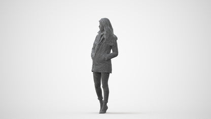 3D people model woman casual walking, scanned human for 3ds Max rendering, square thumbnail