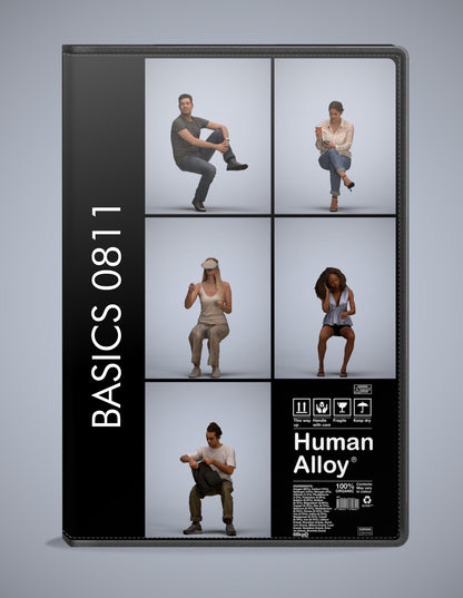 3D people models sitting bundle, 5 scanned humans for 3ds Max rendering