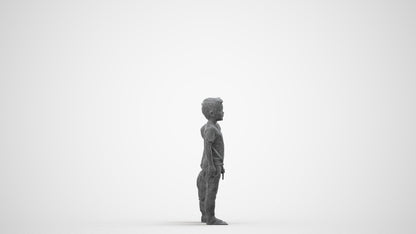 3D people model boy casual kids, scanned human for 3ds Max rendering, wireframe side view