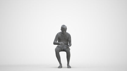 3D human model boy casual kids, photogrammetry scanned person for archviz, three-quarter front view render