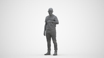 3D people model man casual standing, scanned human for 3ds Max rendering, three-quarter front view render
