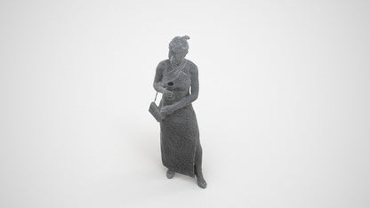 photogrammetry 3D woman formal formalaffairs, realistic human model archviz FBX, wireframe three-quarter view